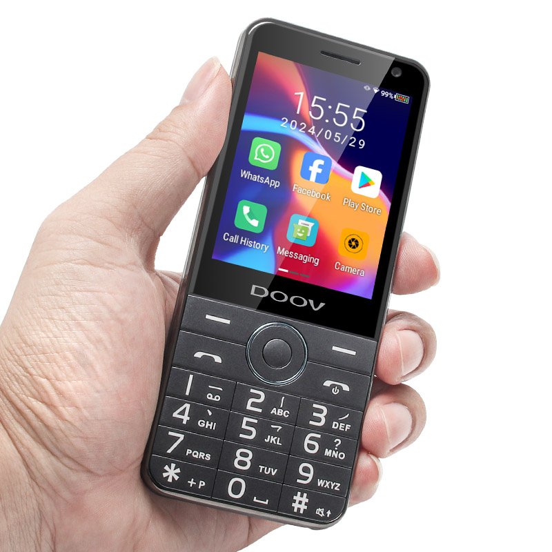 DOOV R17 2.8 Inch Android 11 Touch Screen Android 3G/4G Keypad Phone with Whats app Mobile Support and Wifi Metal Frame